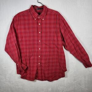 Lyle And Scott 80s 2ply Cotton Plaid Red‎ Shirt Size XL Cotton